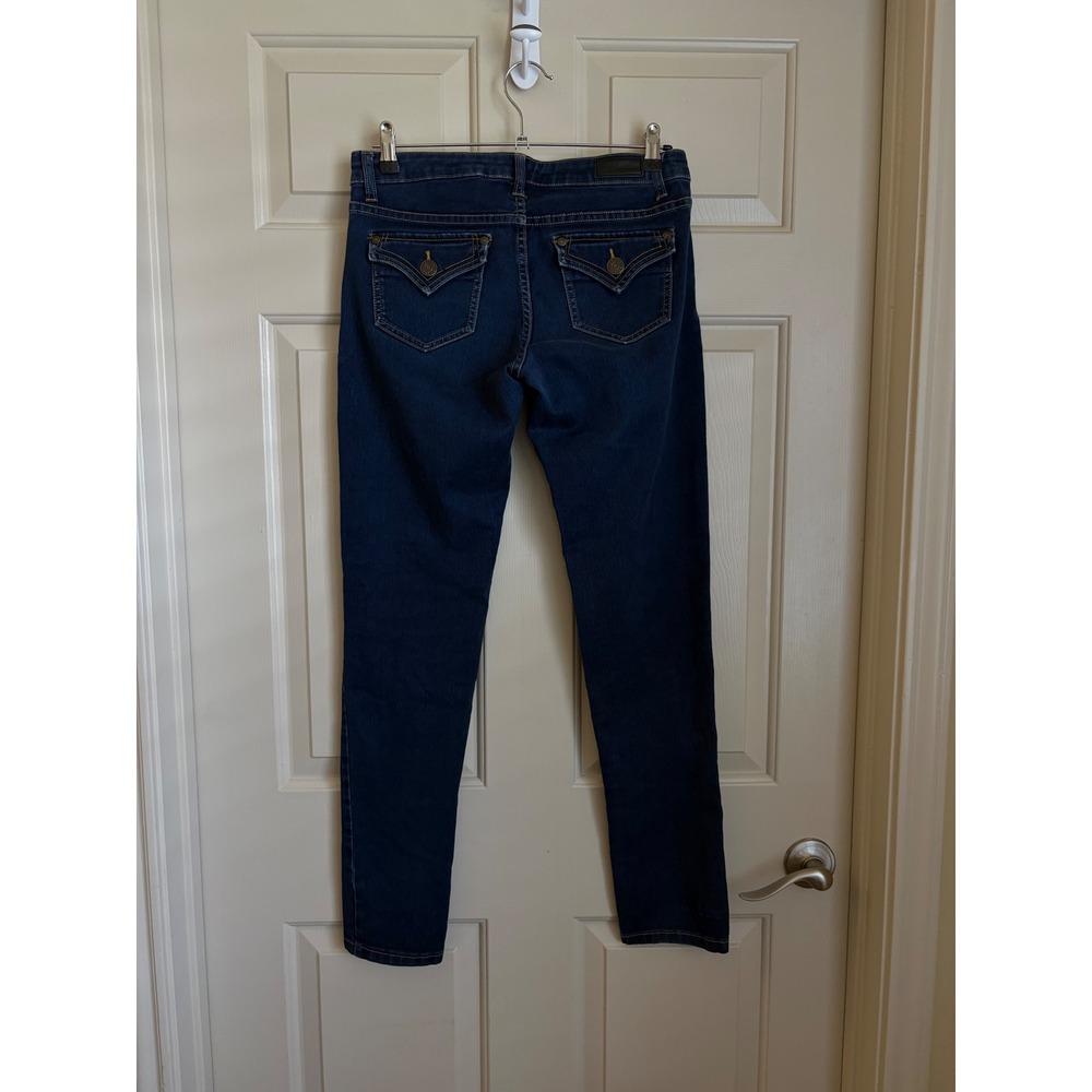 Celebrity Pink Low Rise Flap Pocket Dark Wash Skinny Jeans Size 7 Y2k Indie - Picture 3 of 7